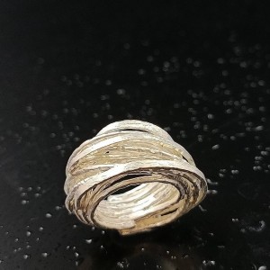 Δ01379 Δαχτυλίδι, χειροποίητο από ασήμι 925, πλεγμένα σύρματα