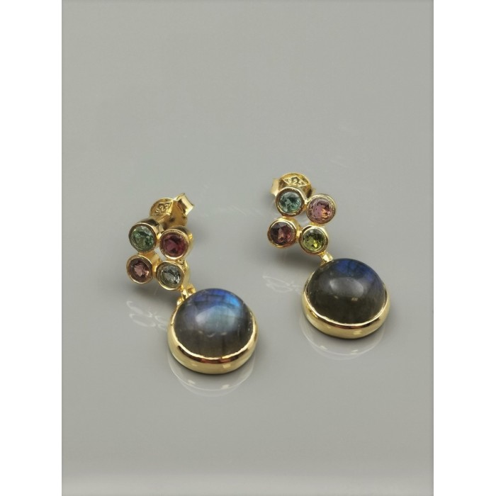 103895 Earrings handmade, silver 925 gold plated 18K, with semiprecious stones 925 SILVER EARRINGS AND SEMI-PRECIOUS STONES 