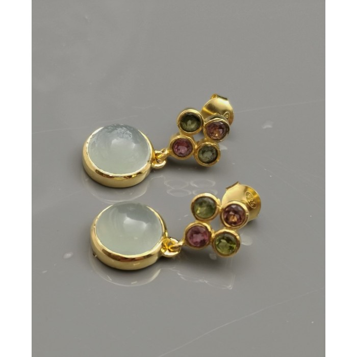 103895 Earrings handmade, silver 925 gold plated 18K, with semiprecious stones 925 SILVER EARRINGS AND SEMI-PRECIOUS STONES 