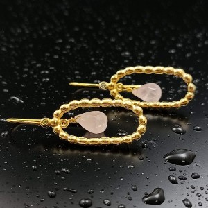 104109 Earrings handmade, silver 925 gold plated 18K, with semiprecious stones 
